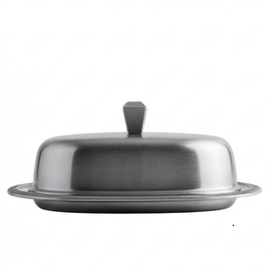 Plat à beurre ovale en acier inoxydable avec couvercle, vaisselle minimaliste pour la cuisine et les fêtes, conservation hermétique de la fraîcheur - Product Image 4