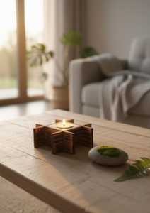 Natural Wooden Candle Holder <b>Tea</b> <b>Light</b> Home Accent Piece - Product Image 2