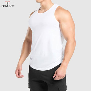 Débardeur Homme 100% Polyester Séchage Rapide Respirant Côtelé Extensible Blanc Sans Manches Personnalisable pour Entraînement Fitness - Product Image 3