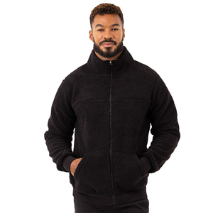 Thick sherpa <b>lining</b> <b>jacket</b> Winter casual wear men Stand collar <b>fleece</b> <b>jacket</b> Loose fit black <b>jacket</b> - Product Image 5