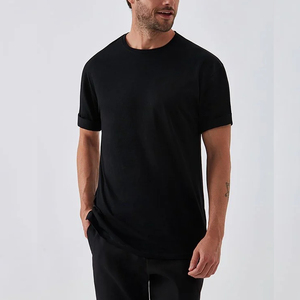 T-shirt classique tendance pour homme, bleu roi, manches courtes, col rond, 100 % coton, coupe oversize, motif décontracté, tissé respirant, contrastant - Product Image 3