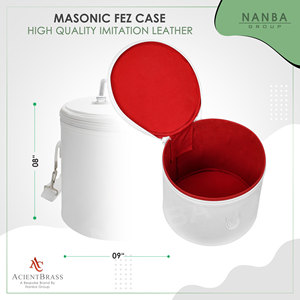 Premium Masonic Fez Cases - Imitation Leather <b>Hat</b> Display Storage Box White Daughter of ISIS Machine EMB Single Logo - Product Image 3