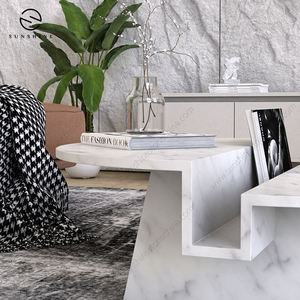 Table basse moderne en marbre avec rangement, meubles de salon - Product Image 4