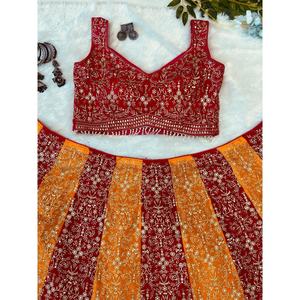 Magnifiques robes de soirée Lehenga Choli à sequins pour les fêtes - Product Image 1