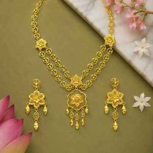เครื่องประดับแฟชั่นขายส่ง ทองชุบ 14K 18K 24K ไมครอน ชุดสร้อยคอยาวแบบเจ้าสาวตุรกี สไตล์ดูไบ ชุดเครื่องประดับแบบดั้งเดิม - Product Image 3