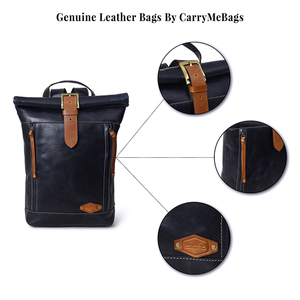 Sac à dos décontracté en cuir véritable de style classique, léger, tendance et polyvalent - Product Image 6