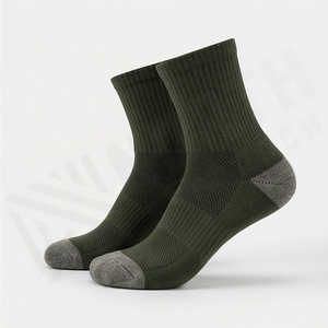 Crew <b>Socks</b> Solid Olive Green Knitted Breathable <b>Running</b> Athletic <b>Socks</b> for Adults Spring Season Standard Thickness - Product Image 1