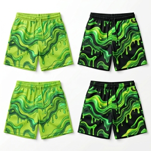 Shorts en maille à motif graphique personnalisé Electric Lightning Strike pour hommes, shorts d'entraînement de basketball par sublimation - Product Image 6