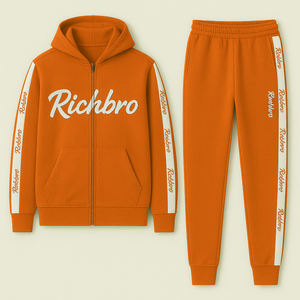 Logo personnalisé Gris Cargo Survêtement Polaire Unisexe Coton Jogger et Sweat à Capuche Ensemble 2 Pièces Factory Direct Activewear Survêtements - Product Image 3