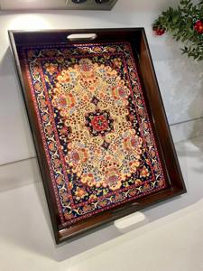 Plateau imprimé en bois pour meuble de salle de bain, étanche, pour rangement de cosmétiques et articles de toilette, plateau de service en gros - Product Image 2