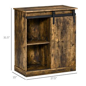 "Mango Wood Accent <b>Sideboard</b> Cabinet with Sliding Door & 6 Bottle Wine Storage for Villa" - Product Image 3