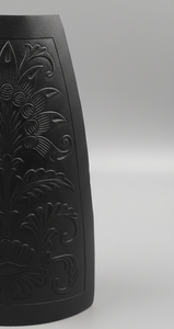 Luxury Embossed <b>Matte</b> Black Metal Flower Vase Elegant Floral Pattern Handcrafted Home Decor <b>Table</b> Centerpiece Single Unit - Product Image 6