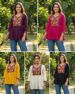 เสื้อทูนิคปักลายแบบดั้งเดิมสำหรับผู้หญิง แขนยาว สไตล์ชาติพันธุ์ เหมาะสำหรับงานเทศกาล มีหลายสีให้เลือก - Product Image 4