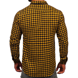 เสื้อเชิ้ตผ้าสักหลาดลายสก็อตแขนยาวสำหรับผู้ชาย ปกคอปก 100% ผ้าฝ้าย ใส่ได้ในฤดูใบไม้ร่วง ผ้าไม่ยับ แขนยาวเต็มตัว - Product Image 6
