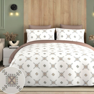 Parure de lit en coton Super King à imprimé géométrique |   Linge de lit doux avec housses d'oreiller, respirant, durable, textile moderne - Product Image 1