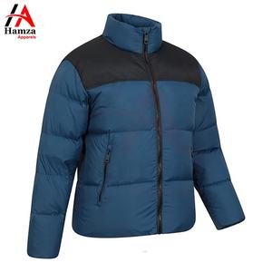 2025 recién llegado, chaqueta acolchada azul personalizada, cuello levantado, diseño de burbuja transpirable, estilo de calle alta, OEM, hecho en fábrica para el invierno - Product Image 2