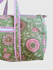 Bolsa de Viaje de Corduroy con Estampado de Palmeras Verdes, Bolsa de Lona de Gran Capacidad, Bolsa de Mano de Algodón - Product Image 6