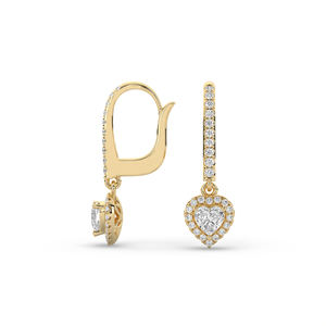 Boucles d'oreilles personnalisées en or 14 carats et 10 carats avec diamant de laboratoire de 0,828 carats, taille brillant cœur, style unique, légères, minimalistes, cadeau de bijoux - Product Image 4