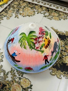 LISTO PARA ENVIAR Sombrero Non La Vietnamita Hecho a Mano al por Mayor |   Sombrero Cónico de Pintura Acrílica Impermeable para Tiendas de Recuerdos - Product Image 4