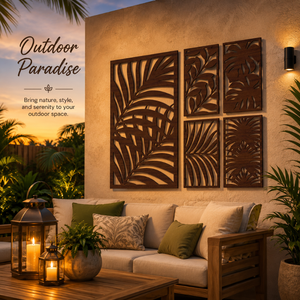 Conjunto de Arte Mural Tropical de Madera con Corte Láser de Lujo, con Patrones de Palmeras y Botánicos |   Elegantes Paneles Decorativos Hechos a Mano para Interiores - Product Image 3