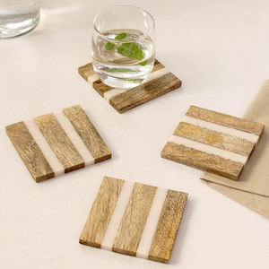 <b>Rustic</b> Wooden Coaster <b>Set</b> for Glasses Cups and Mugs Handmade <b>Table</b> Protection Coasters for <b>Dining</b> and Office Use - Product Image 4