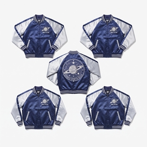 เสื้อแจ็คเก็ตซาตินลายปักกาแล็กซี่สีน้ำเงินขาว ของที่ระลึกจากผู้ผลิตเสื้อผ้า  แบบสุคาจัง  ทรงเบสบอล  ทรงบอมเบอร์ - Product Image 3