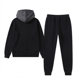 <b>Men</b> <b>Pullover</b> Hoodie Tracksuit Long Sleeve 100% Cotton Fleece Regular Fit Street Wear Drawstring Sweat Pants Tracksuit <b>Men's</b> - Product Image 2