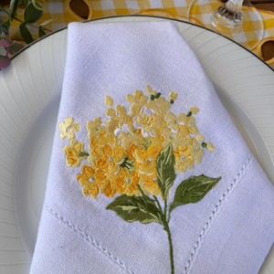 Serviettes carrées en coton et lin brodées avec ourlet festonné, 6 pièces, pour mariage et plage, personnalisation OEM, vente en gros - Product Image 1