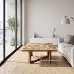 Rustic Handmade Wood <b>Coffee</b> <b>Table</b> Reclaimed Boat Wood Antique Square Top Natural Finish Indoor Outdoor Living Room Furniture - Product Image 3