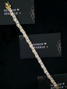 Two Tone Iced 925 <b>Silver</b> Butterfly Link <b>Bracelet</b> Hip Hop Bling Jewelry Unisex Luxury Sparkle <b>Charms</b> Moissanite Gold Plated - Product Image 5