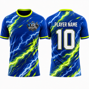 เสื้อฟุตบอลคุณภาพพรีเมียม ผ้าโพลีเอสเตอร์อินเตอร์ล็อคแบบตาข่ายสำหรับนักกีฬา ชุดฟุตบอล ผู้ผลิต OEM สำหรับทีม - Product Image 1