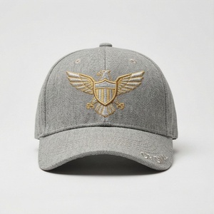 Gorra de Béisbol Orion Gris de Alta Calidad, 6 Paneles, con Logotipo de Escudo de Águila, Ajustada, Unisex, Informal, de Lona - Product Image 1
