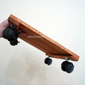 Support de marmite à rouler écologique et robuste en bois d'acacia avec roulettes verrouillables pour arrangement de plantes d'intérieur/extérieur pour la maison et le jardin - Product Image 4