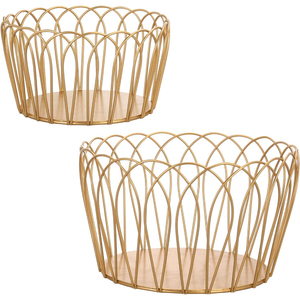 Corbeille à fruits moderne en acier inoxydable poli avec base sur pied, panier à fruits en fil métallique pour le rangement de la cuisine et la décoration intérieure - Product Image 6