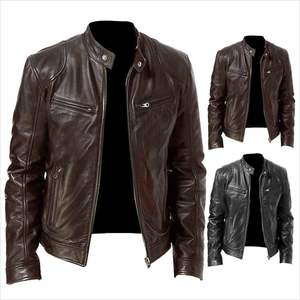 Chaqueta de cuero clásica vintage negra desgastada para motociclistas, chaqueta de cuero de invierno de estilo vintage hecha a medida para hombre - Product Image 1