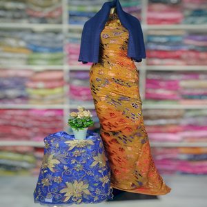 Sophistication Redéfinie : Robe en Velours Jacquard Maqbaldirac, Design Floral Élégant, Couleurs Vibrantes et Contrastes Royaux - Product Image 2