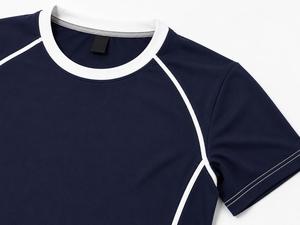 Haut de sport respirant et écologique à manches courtes pour femme, bleu marine, en spandex et polyester, séchage rapide, idéal pour la vente en gros - Product Image 5