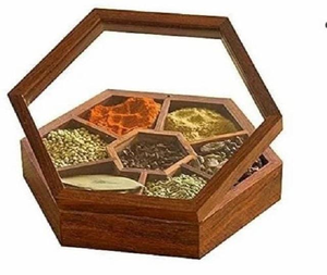 Sheesham <b>Wood</b> Spice <b>Box</b> Container - Spice Masala <b>Box</b> Holder <b>Box</b> for Spices from f s international - Product Image 5