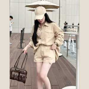 Tenue d'été Vietnamienne pour Femmes, Haut à Manches Courtes et Short, Solide, Casual, Polyester, Coton, Spandex - Product Image 5