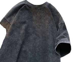 Camisetas ligeras lavadas con ácido a precio de venta al por mayor personalizadas, 100% camisetas de algodón con aspecto de hombros caídos, camisetas cortas largas con estampado de logotipo - Product Image 4