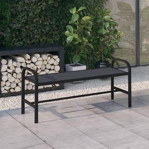 Banco de Jardín Resistente de Acero Negro, Banco de Patio Estándar de WPC - Product Image 1