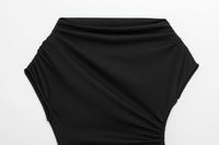 Blus Wanita Ukuran Besar Tanpa Lengan Asimetris Warna Solid Kasual Musim Panas Bahan Bernapas Ramah Lingkungan Bordir Sutra Warna Sesuai Pesanan