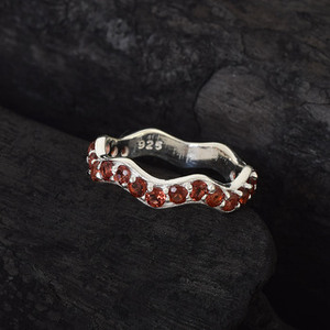 2026 New Handmade 925 <b>Silver</b> Sterling Jewelry 100% Natural Red Garnet Gemstone <b>Wave</b> Design Fine <b>Rings</b> Jewelry With Pave Setting - Product Image 5