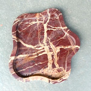 Plateau en marbre zèbre rouge de forme irrégulière, plateau de service décoratif en pierre naturelle, décoration de luxe pour la maison - Product Image 5