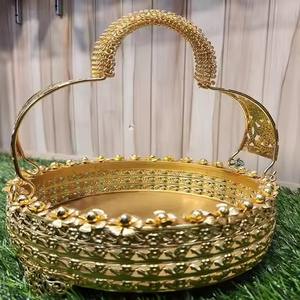 Cesta de metal para regalos, cesta de almacenamiento para frutas, pan y aperitivos, cesta de regalo para exhibir en la cocina o mesa de comedor - Product Image 1