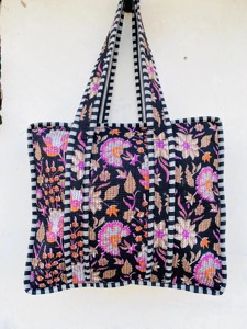 Quilted Tote <b>Bag</b>, <b>Indian</b> Making Quilted Tote <b>Bags</b>, Eco Friendly Boho Shopper <b>Bags</b>, Vintage Shoulder <b>Bag</b>, Women's Carry <b>Bag</b> - Product Image 4