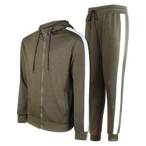 Men's Winter Tracksuit Set Full <b>Zip</b> <b>Hooded</b> Sweatsuit Side Stripe Jogging Jacket and Pants - Product Image 1