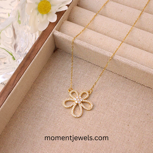 Silver Plated <b>Titanium</b> Steel Moissanite Pendant Necklace Floral <b>Chain</b> Necklace for Women Gift Jewelry - Product Image 5