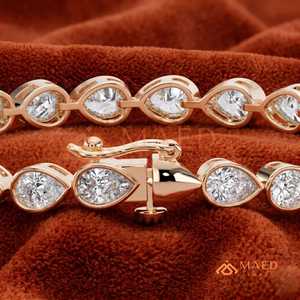 สร้อยข้อมือเทนนิสประดับมอยส์ซาไนต์ทรงลูกแพร์ชุบทองคำสีกุหลาบสำหรับผู้หญิง เครื่องประดับแฟชั่น ของขวัญสุดหรูสไตล์แมนฮัตตัน - Product Image 6