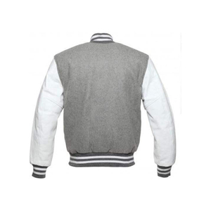 Custom Grey Varsity <b>Jacket</b> White Sleeves Mens Fleece Letterman <b>Jacket</b> Quilted Lining <b>Baseball</b> <b>Bomber</b> <b>Jacket</b> Casual Streetwear - Product Image 2